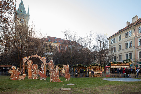 布拉格老城广场的耶稣诞生场景
