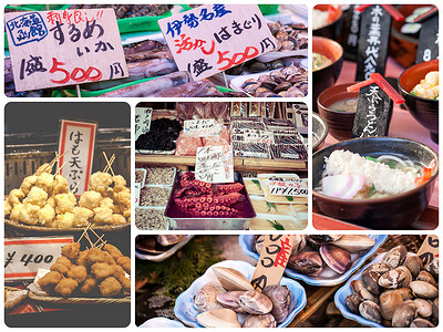 日本美食图片拼贴-旅游背景（我的照片）