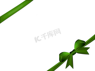 孤立在白色背景上的绿色弓和丝带