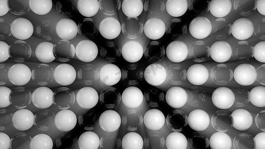 白色发光的圆摄影照片_具有黑色和白色球体的抽象背景