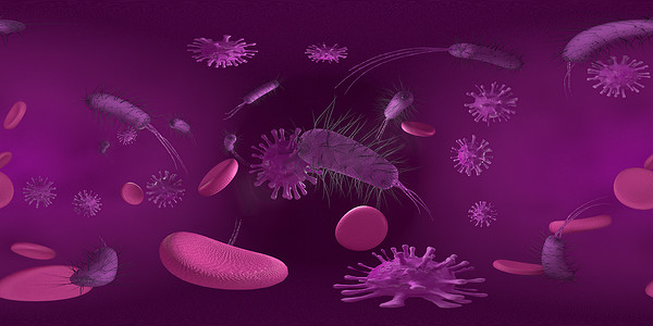 3d 渲染显微镜病毒细菌关闭。