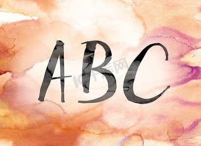 艺术字摄影照片_ABC 彩色水彩和水墨艺术字