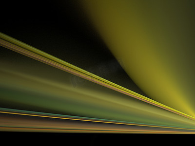 黄绿色摄影照片_以黄绿色射线束的形式抽象分形的 3D 渲染