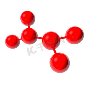 用于科学或医学的抽象红色 3Drendering 分子或原子
