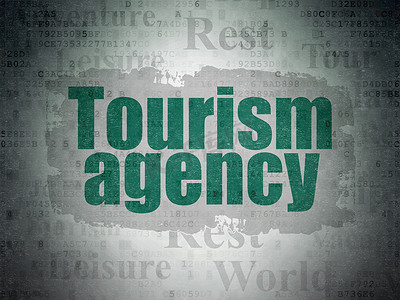 旅游概念： 数字数据论文背景上的旅游局