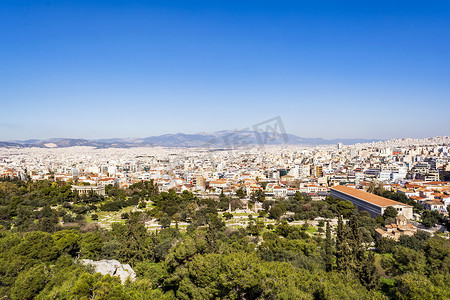 呼和浩特市景摄影照片_从 Areopagus 山欣赏雅典市景