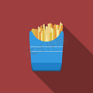 icon快餐摄影照片_Flat design vector fried potato icon with long shadowFlat design vector vinyl record icon with 长长的影子
