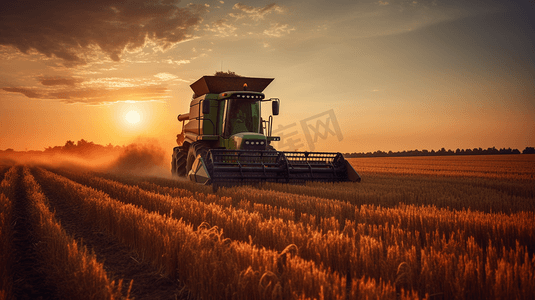 插画农业摄影照片_科技发展的农业机械插画