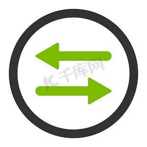 箭头交换平面生态绿色和灰色圆形光栅图标