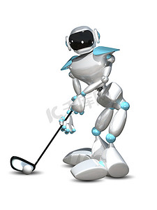 3D 插图机器人高尔夫球手