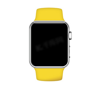 隔离黄带银色铝壳智能手表
