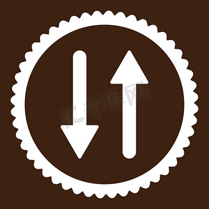 箭头交换垂直平面白色圆形邮票图标