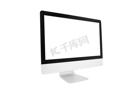 宽屏摄影照片_台式计算机现代风格与简单的空白屏幕 isola