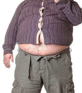 胖子真人摄影照片_大肚子的胖子