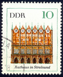 社会主义社会摄影照片_DDR 邮票 Stralsund Hall 约 1983