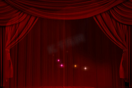 舞台上的剧院幕布和灯光。