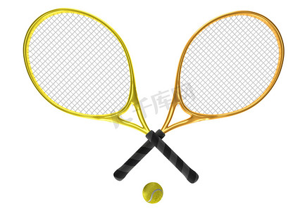 橙色和黄色网球拍