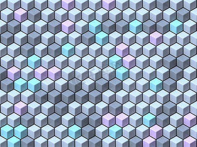 抽象几何四柔和颜色立方体背景 3D