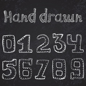 写在黑板上的数字 0-9 手绘草图
