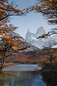 巴塔哥尼亚摄影照片_Fitz Roy Moutain、巴塔哥尼亚、El Chalten 的秋天 - 阿根廷