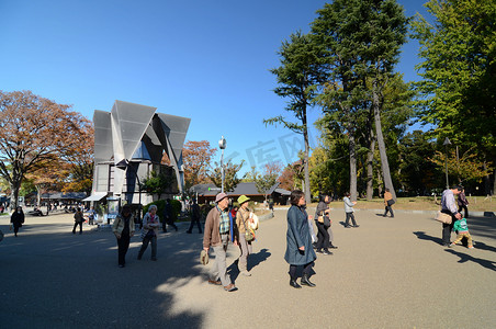 上野公园摄影照片_东京 — 11 月 22 日：游客在东京上野公园欣赏樱花 (sakura)