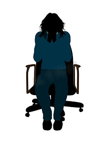 坐在椅子上的休闲女人插画剪影