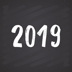新年贺卡2019摄影照片_新年贺卡，2019 年。版式问候语设计。