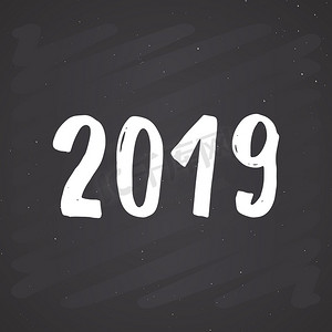 新年贺卡，2019 年。版式问候语设计。