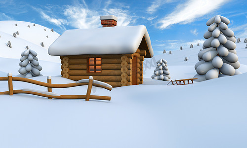 雪中​​的小木屋