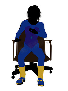 坐在椅子上的男性青少年滑雪者插画剪影