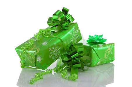礼物盒制作摄影照片_绿色礼物盒