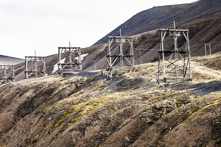 煤化摄影照片_空中采煤塔，朗伊尔城，斯瓦尔巴群岛，挪威