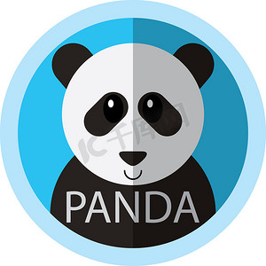 可爱的熊猫熊卡通平面图标头像圆圈