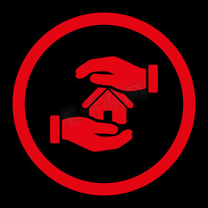 房地产保险扁平红色圆形字形图标