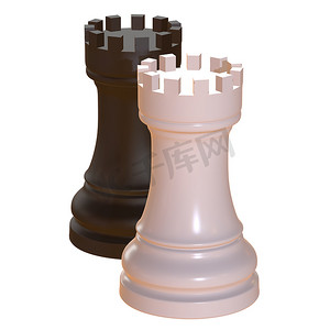 孤立的国际象棋小雕像 3d 插图