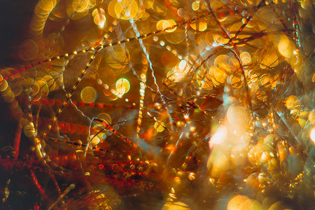 闪闪发光的金色飘带 — 圣诞假期背景
