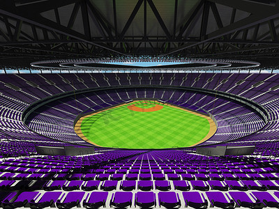 有紫色位子和VIP包厢的大美丽的现代棒球场
