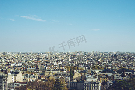 市中心顶视图-巴黎法国城市步行旅行拍摄