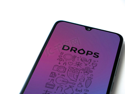 Drops - 语言学习应用程序启动屏幕，dis 上带有徽标