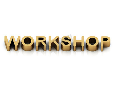 workshop摄影照片_WORKSHOP 3d 铭文大金色字母