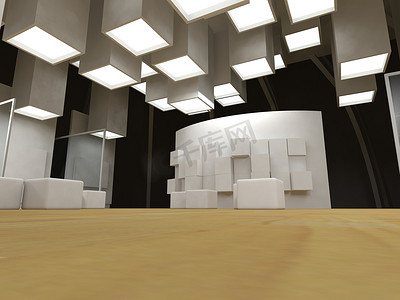 有空白的框架的艺术画廊，现代建筑，概念性的archi