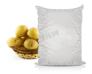 香包设计摄影照片_白色空白铝箔食品袋
