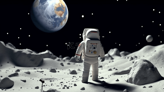 航天航空宇航员在太空卡通插画