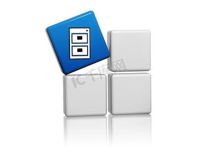 服务器登录框上的蓝色立方体 3D 插图