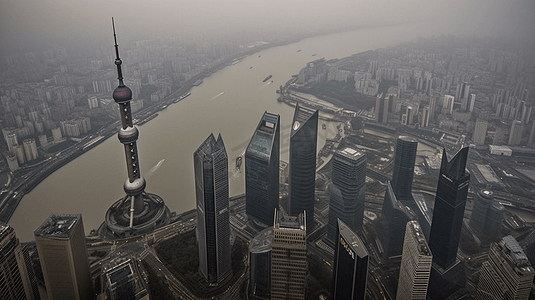 上海贸易摄影照片_陆家嘴清晨航拍全景