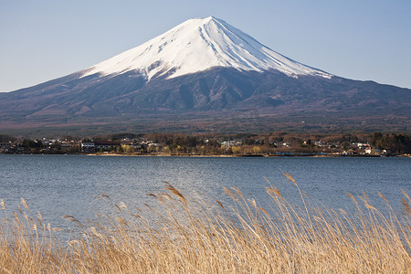 烟台富士摄影照片_有湖的美丽的富士山，日本