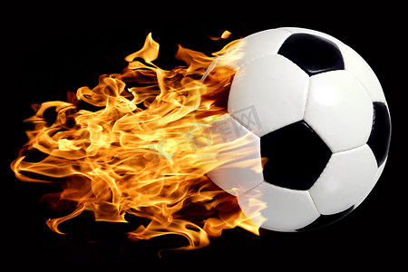 游戏火焰摄影照片_在火焰中的足球