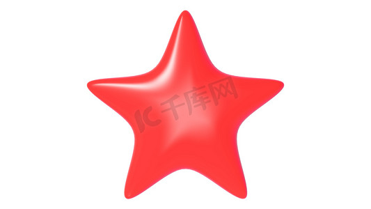 红星字体摄影照片_彩色背景上的 3d 红星。
