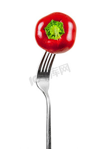 叉子上的小红辣椒