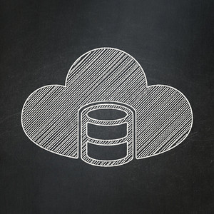 编程概念： 数据库与云在黑板背景